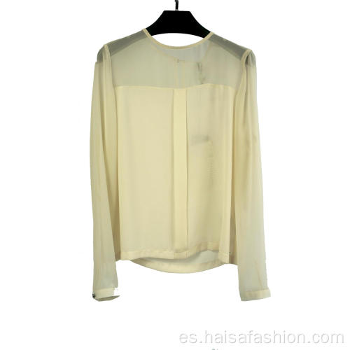 Jersey beige con cuello redondo para mujer